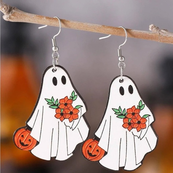 NWT Pumpkin Ghost Earrings - Adorable Spooky Fall Earrings - Picture 5 of 5
